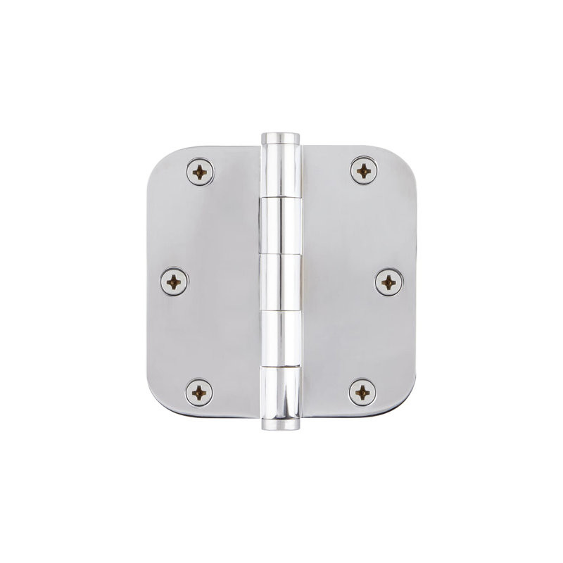 3.5'' x 3.5'' Brass Butt Bearing Hinge, Bright Chrome