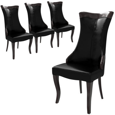 Chaise de salle à manger rembourrée Miramar avec pieds en bois d'hévéa et dossier haut Collection Miramar