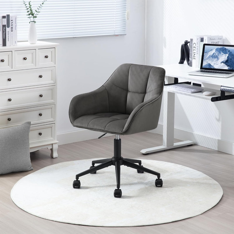 Failand Velvet Task Chair, Dark Grey