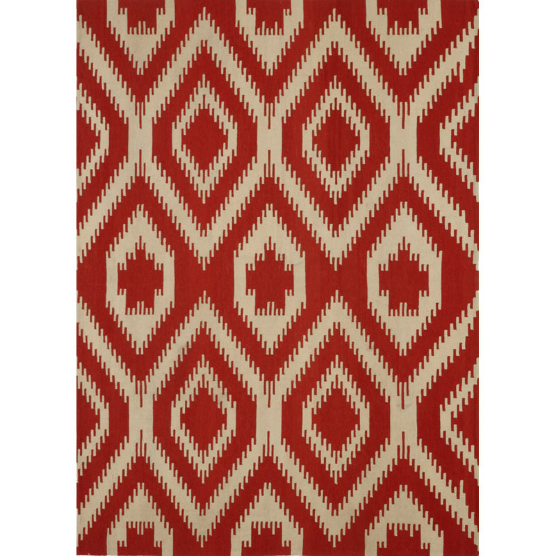 Geometric Area Rug in Red/Beige