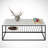 Modern Coffee Table with Electrostatic Powder Coated Metal Legs, White & Black, 37.4 x 16.9 x 21.3 inches | 100% Melamine Coated Particle Board, Thickness: 0.7 inches | Industrial Marble Design, Stylish & Durable