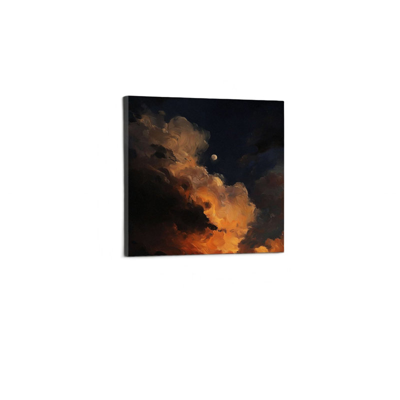 «Black Dramatic Night Sky Cloud», reproduction sur toile abstraite, art mural moderne de 24 po x 24 po