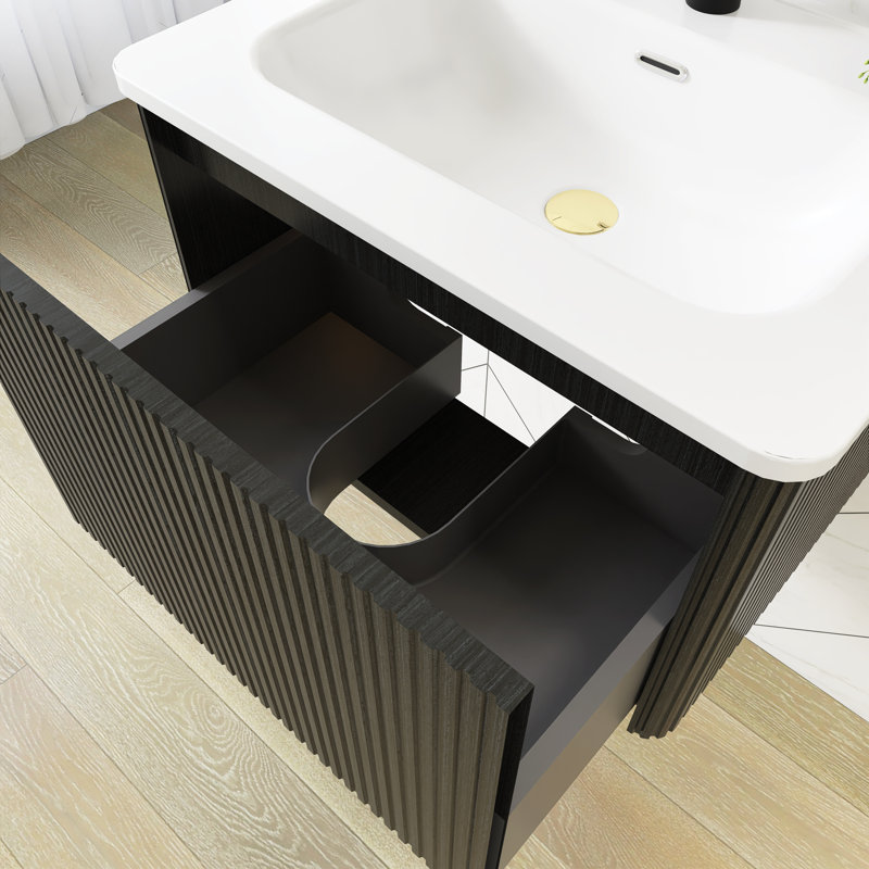 Meuble-lavabo mural 24 po avec comptoir en céramique blanche
