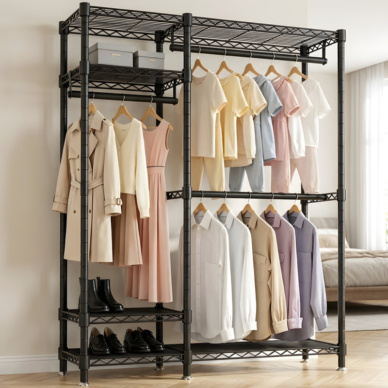 76.38"H Heavy‑Duty Open Closet Garment Rack