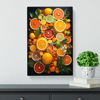Citrus Fruits Tachisme - Print on Canvas
