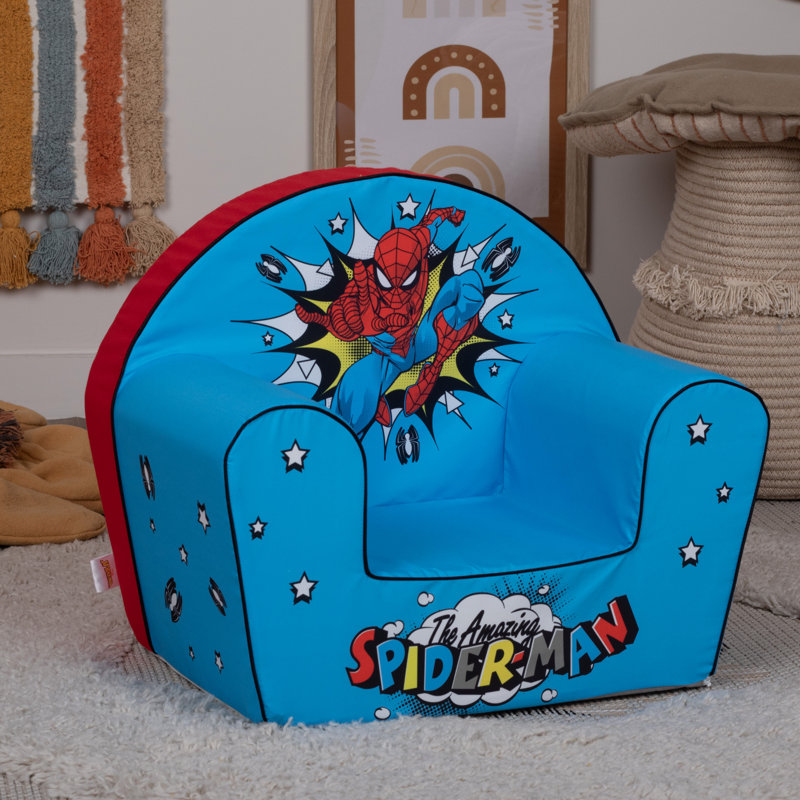 Disney Spider-man Foam Armchair, Toddler Sofa Chair, Soft Foam, Lightweight & Comfortable (Blue)
