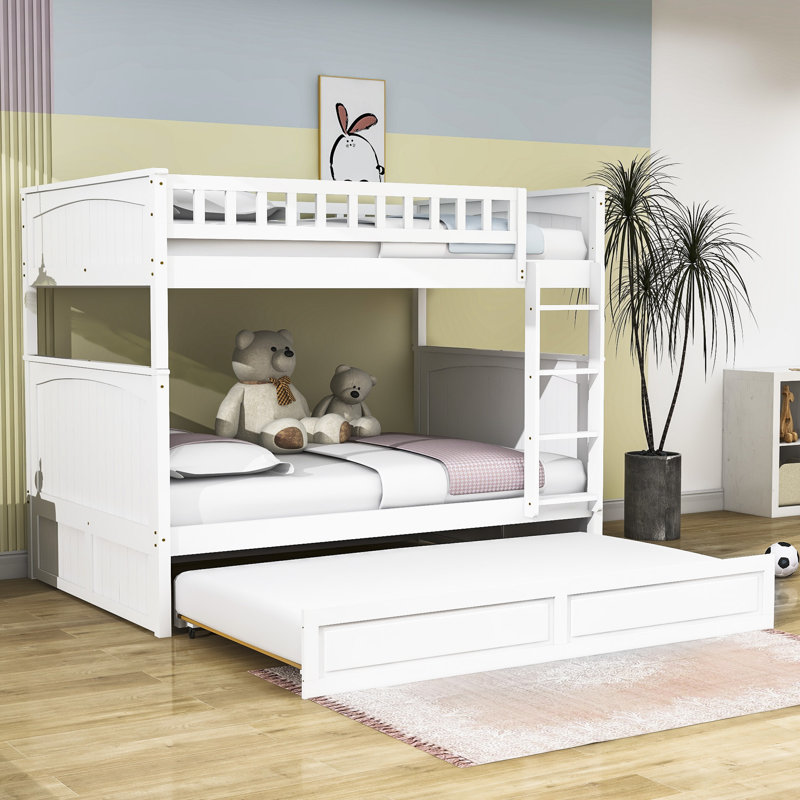 Darleta Kids Full Over Full Bunk Bed with Trundle, White