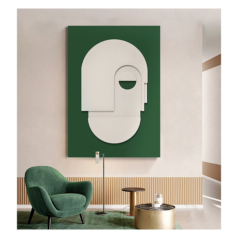 Décoration murale abstraite 3D représentant un visage - Panneau sculptural texturé, 35.43" H x 23.62" W x 2.76" D, Green