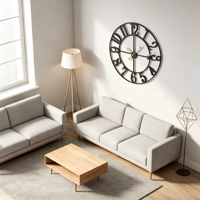 40 Inch Large Wall Clock, Silent Non-Ticking Battery Operated Black Metal Wall Clock with Easy to Read Arabic Numerals, Modern Decorative Wall Clock for Living Room, Kitchen, Bedroom, Office Decor