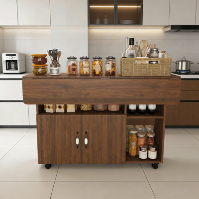 47-Inch Foldable Mobile Kitchen Island