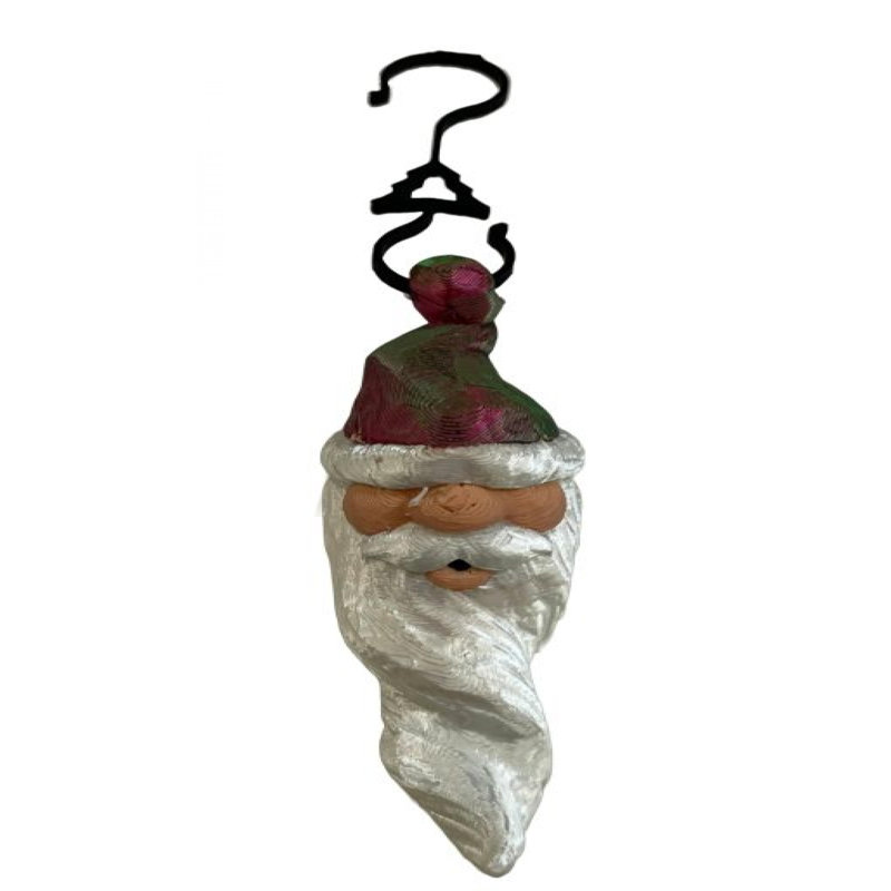 3D Printed Santa In A Red Cap Ornaments
