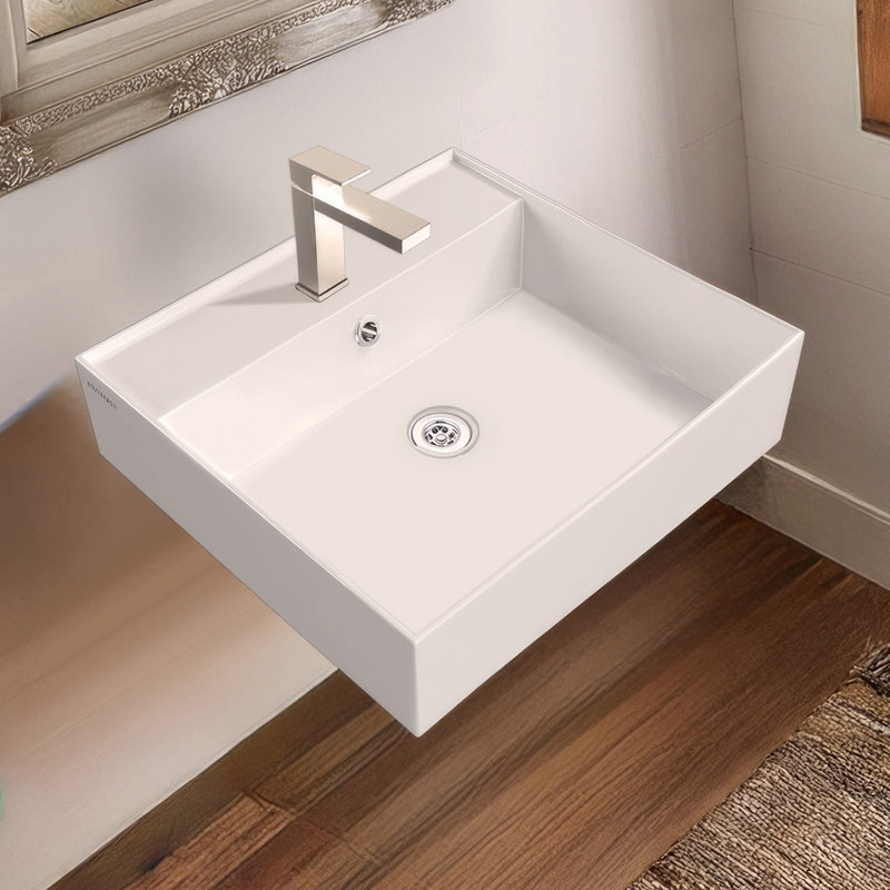 Lavabo de salle de bain mural rectangulaire 20 "avec options de perçage de robinet et trop-plein Whitehaus Collection, Simple
