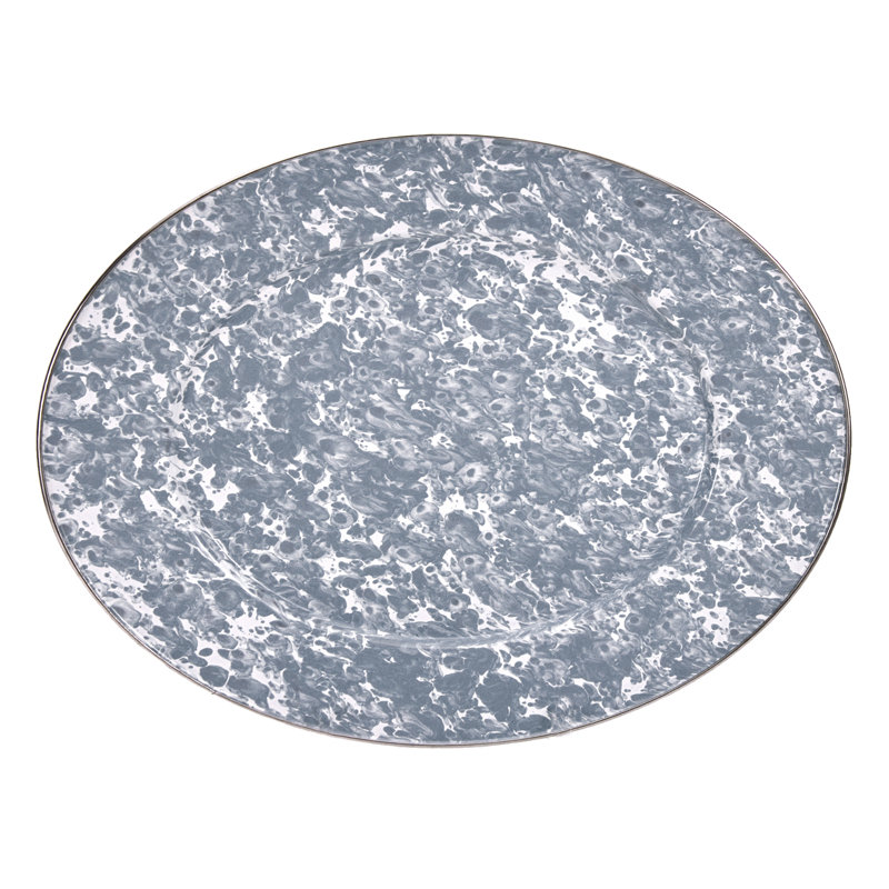 Sea Glass Earthenware Platter, Gray Swirl