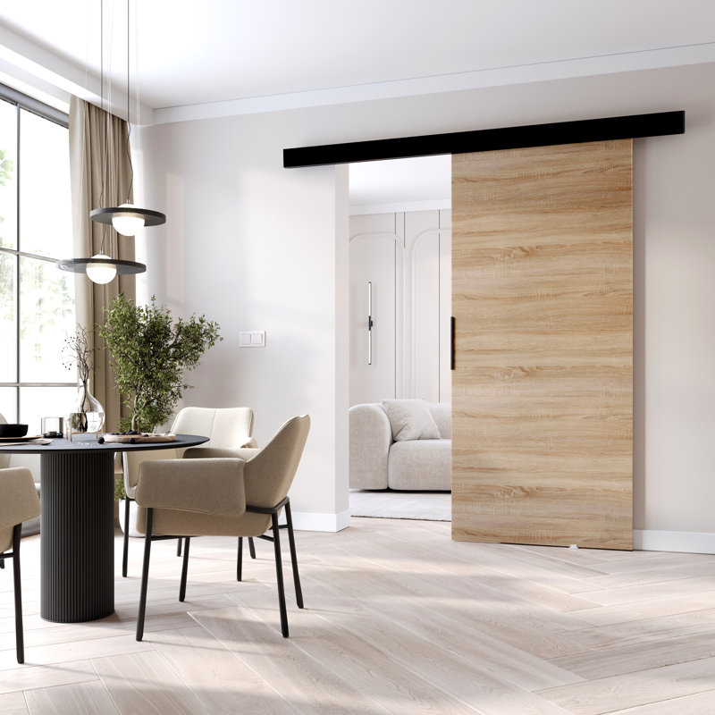 Sliding Door Prim A, Interior Door, 96cm x 205cm, Sonoma Oak/Black