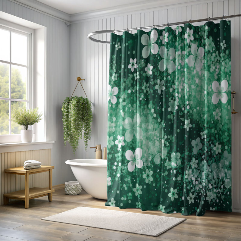Rideau de douche Clover Sparkle - Premium, H 74 po x l 71 po