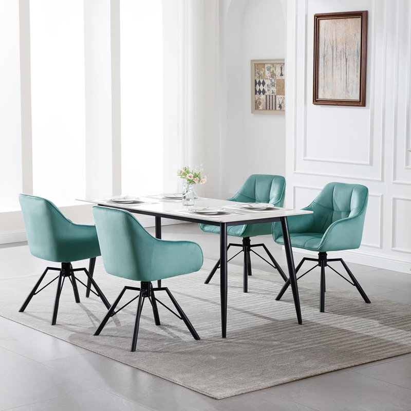 Malkin 48cm H Velvet Upholstered Armchair, Turquoise
