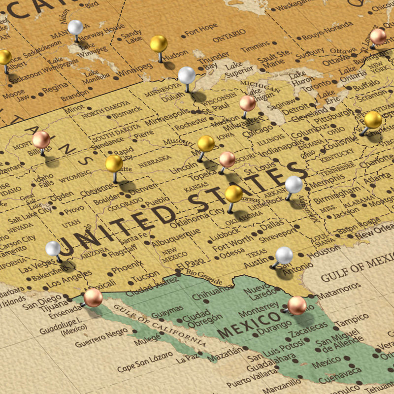 Carte du monde personnalisée «A Journey III», H 24 po x l 36 po, Oui