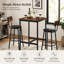 Ensemble de table de bar rustique brun équipé de deux tabourets de bar rembourrés pour les loisirs à la maison