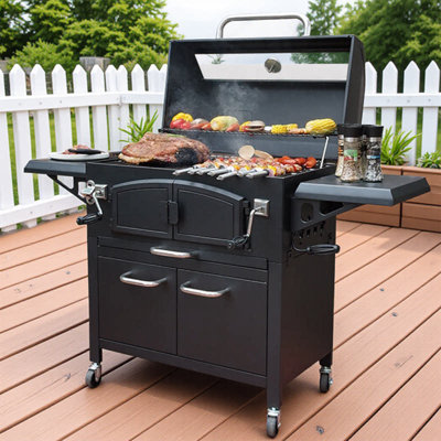 60.79"Large-sized outdoor black barbecue grill for the courtyard