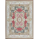 Hand-Knotted High-Quality Red and Ivory Area Rug