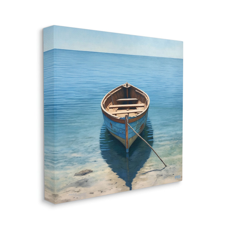 Impression encadrée sur toile de bateau à rames, encadré par RB, Giclée encadrée blanc bord de mer