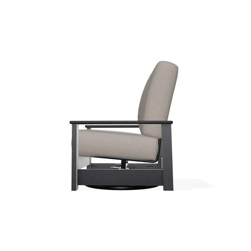 Chaise berçante pivotante cachée en polymère Leeward, Noir, Lin naturel