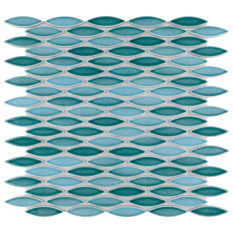 Pescado 1" x 2" Porcelain Mosaic Wall & Floor Tile, Teal/Aqua