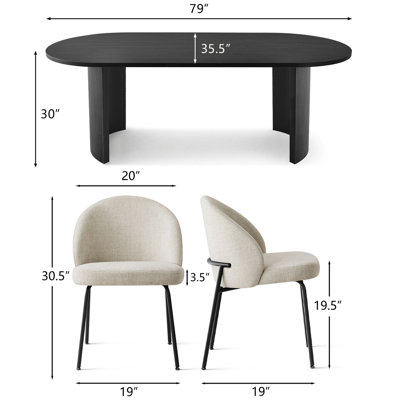 9-Piece Oval Dining Table Set For 8 With Upholstered Chairs, 79" Modern Dining Room Set