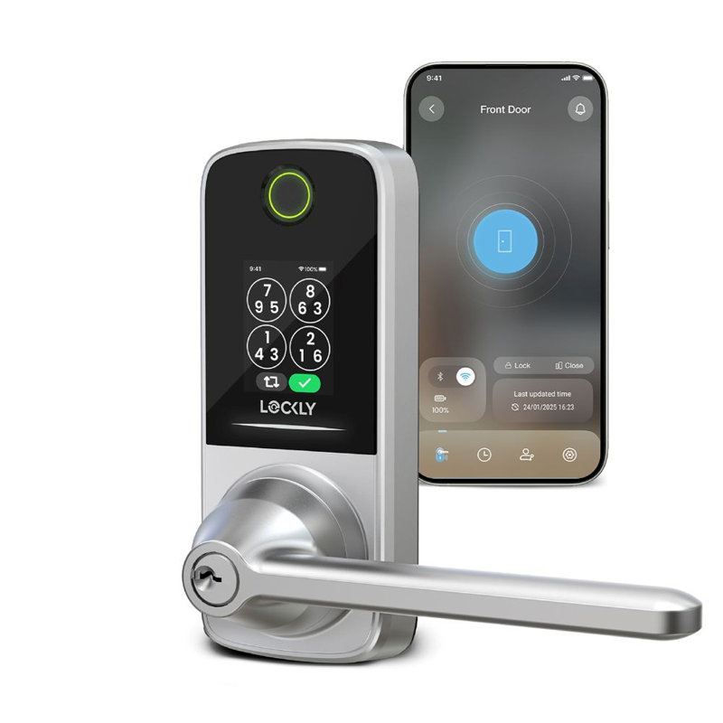 PIN Genie Inc., DBA Lockly WiFi compatible Electronic Entry Set with, Satin Nickel