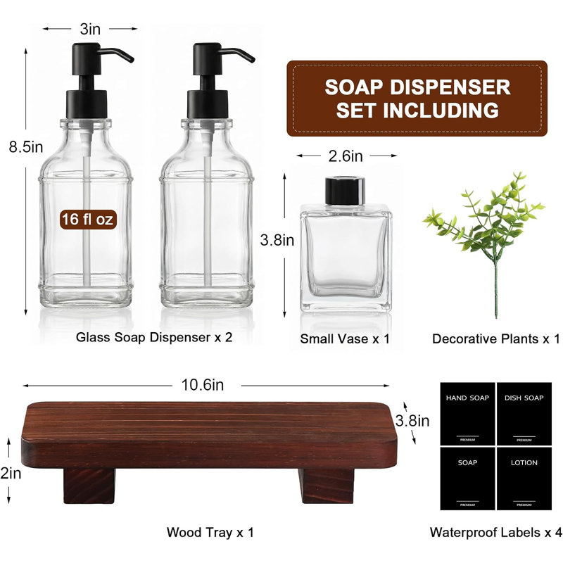 Ensemble de distributeur de savon Modern Kitchen, Clear