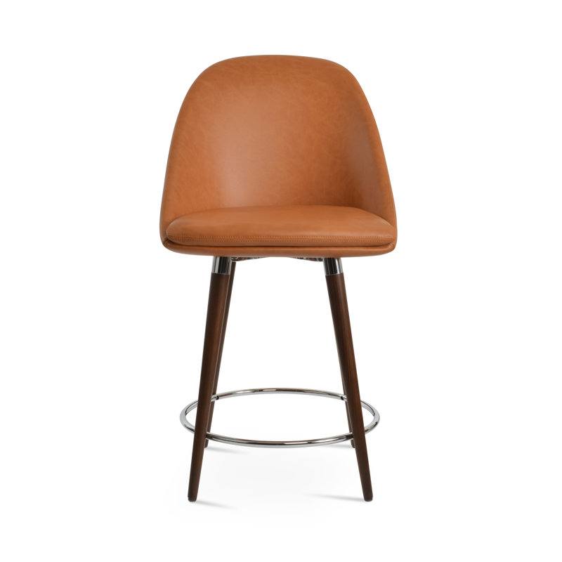 Tabouret de comptoir 23,2 po Avanos, Cannelle, Tabouret de comptoir (siège d'une hauteur de 23,2, Noyer / Chrome