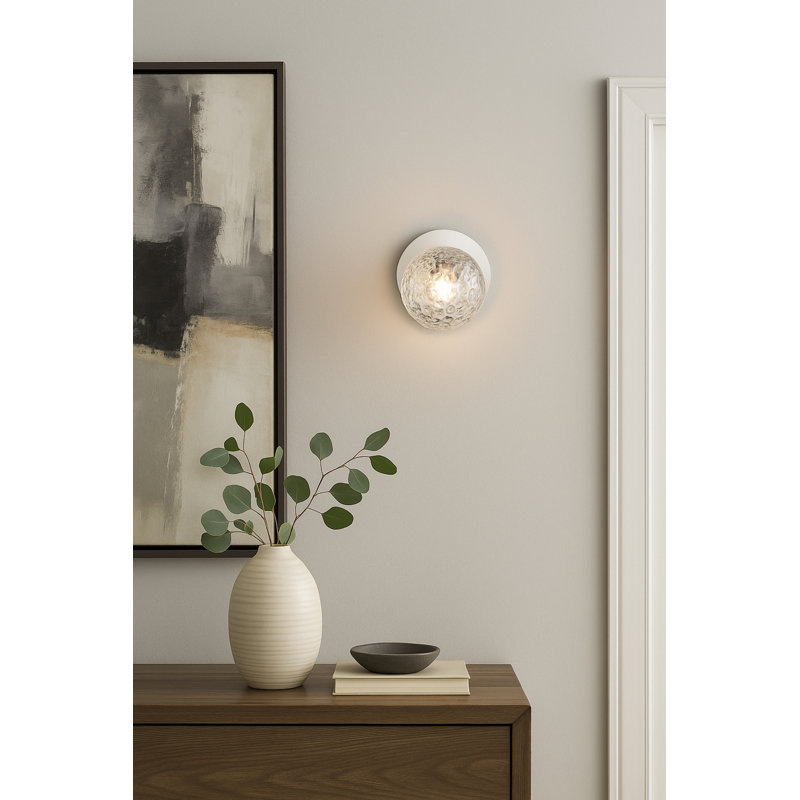 Bronwood Flush Mounted Sconce, White, Matte Black, 6" H x 6" L x 6" W