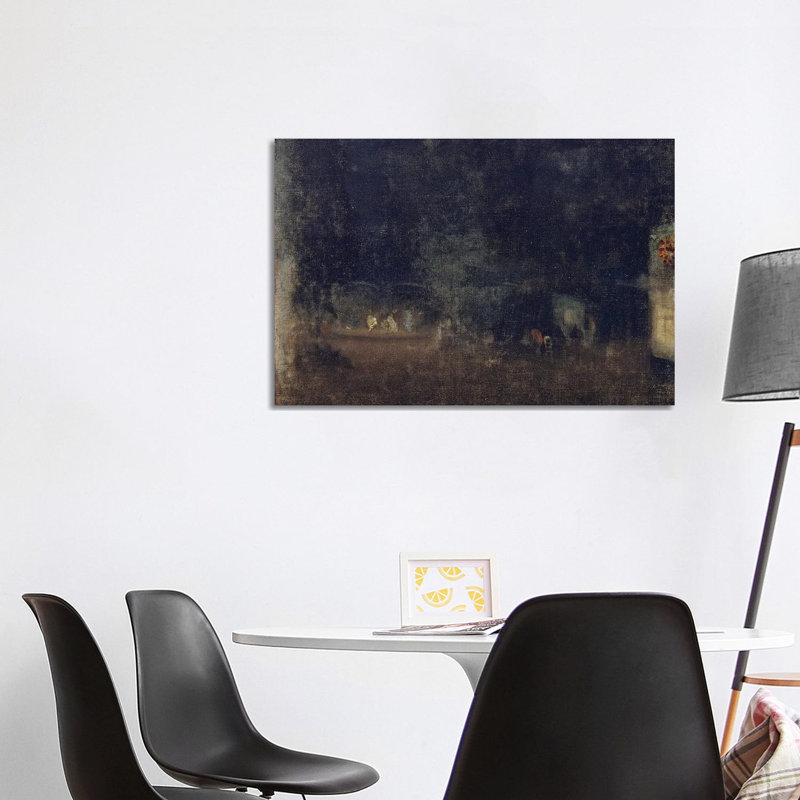 Nocturne en noir et or les jardins - reproduction d'art mural - toile tendue, 26 po x 40 po, Toile tendue avec châssis