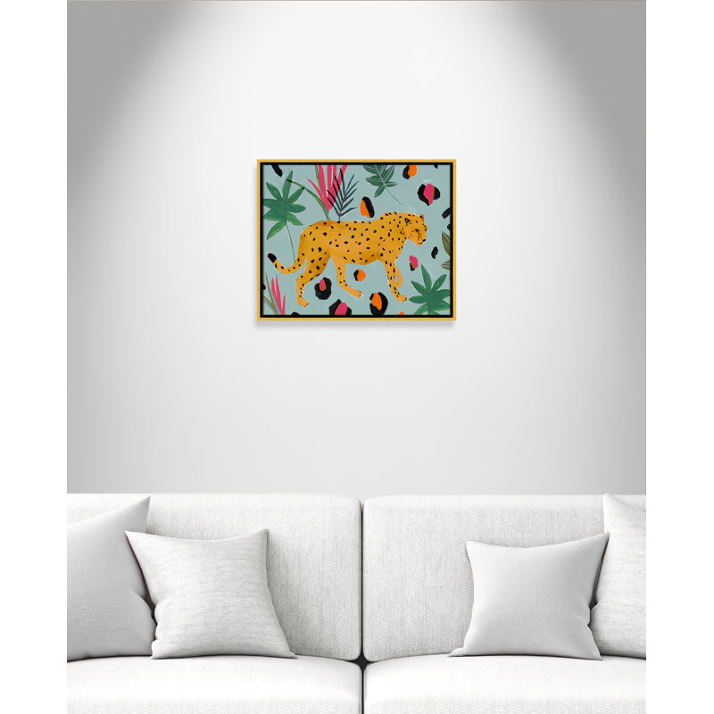 Walking Cheetah II by Isabelle Z, Gold Framed Canvas, 17.5" H x 21.5" W x 2" D