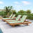 Contemporary Outdoor Coffee Table, Bourbon, Umbrella Hole, Non-Slip Base Modern Patio Display Bourbon Brown, Adjustable Feet