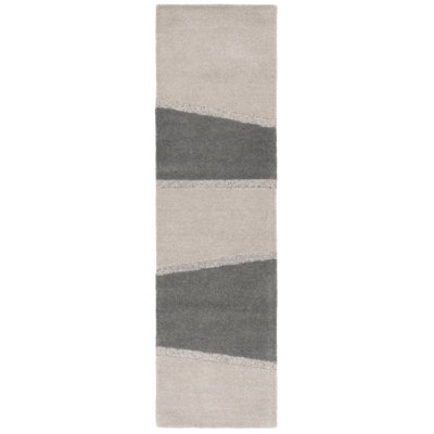 Tapis gris / gris anthracite en laine / coton touffeté à la main Kewal