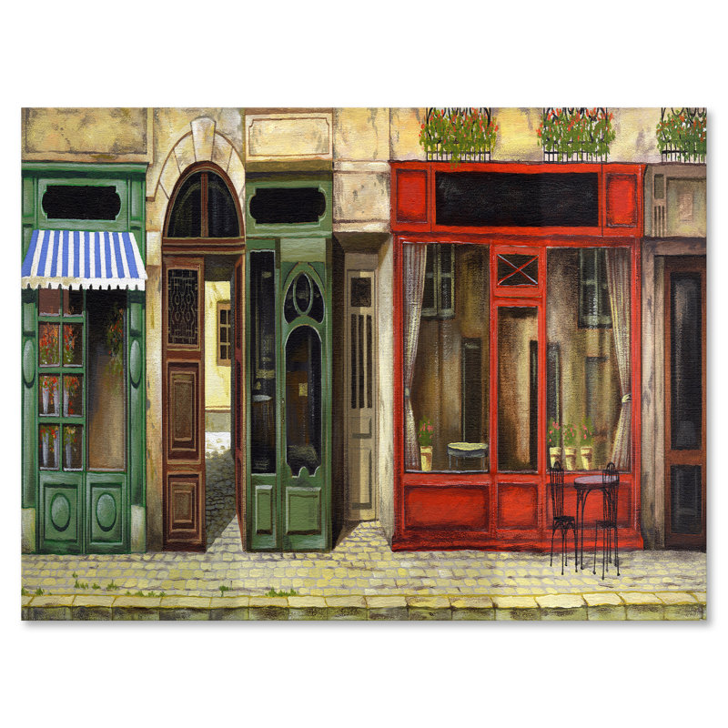 Façade rouge d'une charmante boutique à Paris II - photographie sur toile tendue, H 12 po x l 20 po x p 1 po