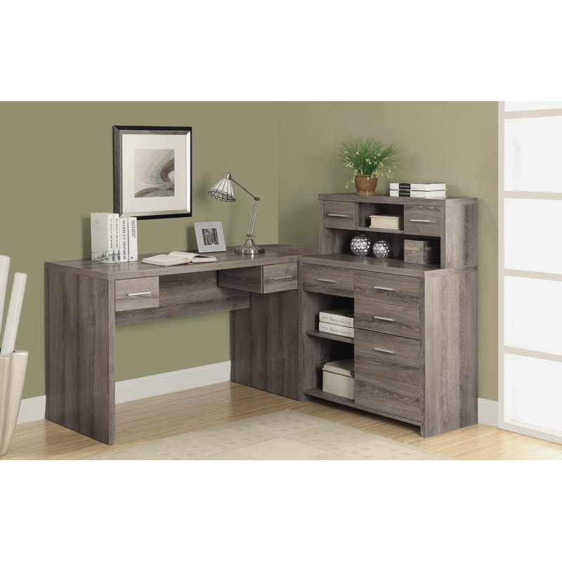 Aschley Computer Desk Home Office Corner Storage Drawers L Shape Work Laptop Laminate, Dark Taupe