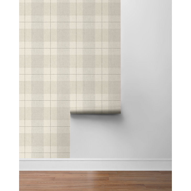 Gracie Oaks Blue & Beige Peel And Stick Wallpaper, Tan