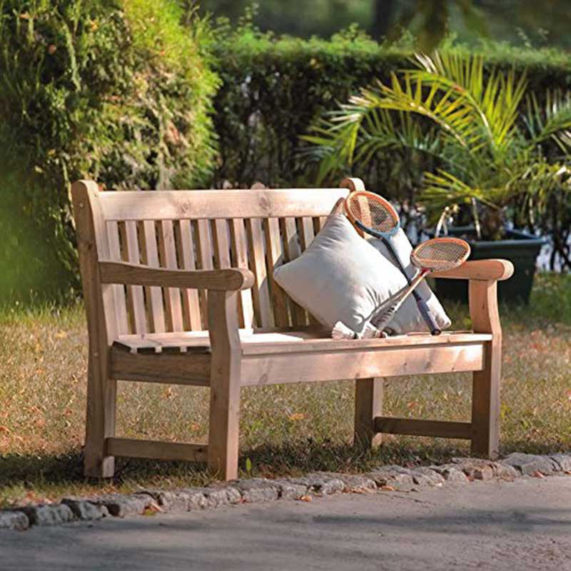 Lexi Solid Wood Pine Outdoor Bench, Natural, H92 x W183 x D61cm