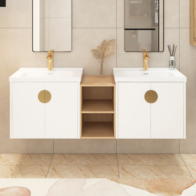 Aarju 59.6'' Double Bathroom Vanity with Ceramic Top
