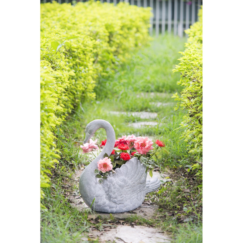 16.5x9x15.5" Mgo Swan Planter