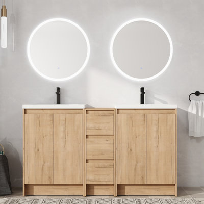 Bellmead 60'' Free-standing Double Bathroom Vanity Set with Resin Vanity Top