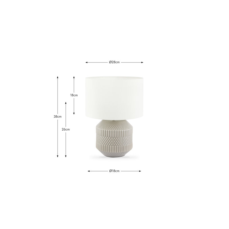 Bequette 38 cm Ceramic Table Lamp, Grey