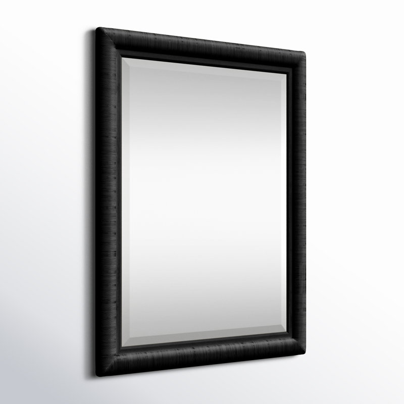 Naples Flat Rattan Beveled Mirror, Antique Black
