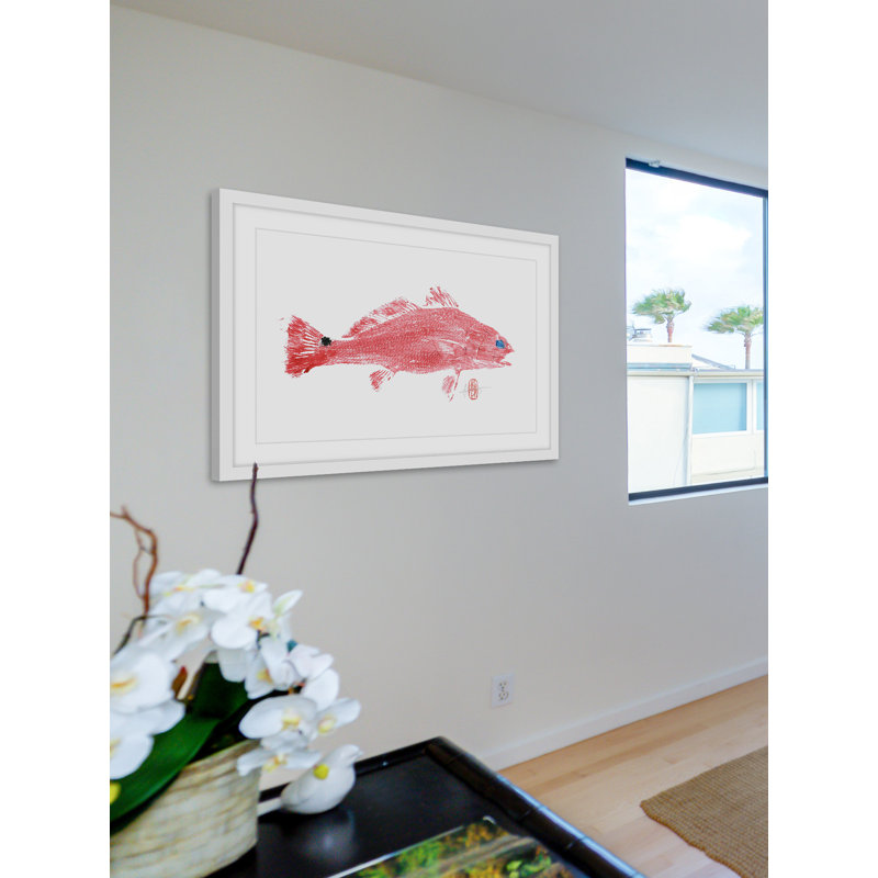 « red fish », reproduction d’art encadrée, H 30 po x l 45 po x P 1,5 po