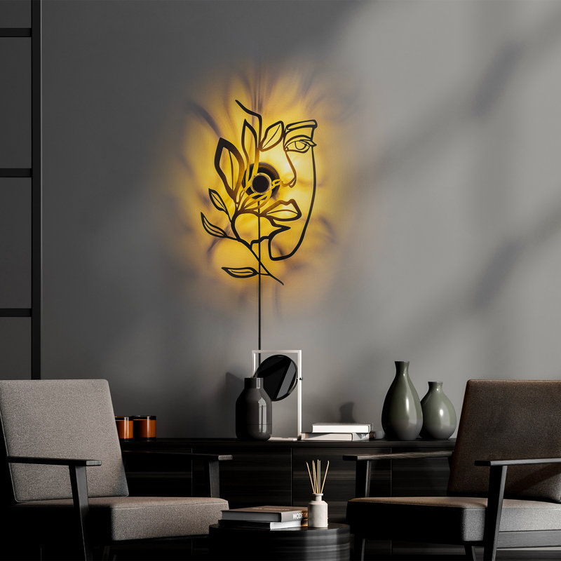 Élégante lampe murale en métal noir, 13,4 po x 21,3 po x 3,5 po | 100% métal, 40 W | Câble de 6,6 pi avec interrupteur marche / arrêt | Éclairage polyvalent et élégant pour le salon, la chambre à coucher et le bureau, classé IP20