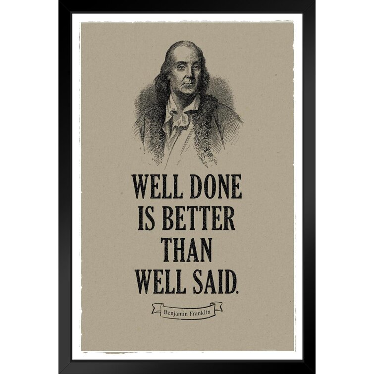 Founding　Inspirational　For　Decorations　Benjamin　14x20　Franklin　American　Better　Wood　US　Well　Framed　Father　Well　Said　Quote　Done　Framed　Art　Motivational　Print　Black　History　Classroom　Is　On　Than　Trinx　Poster　Historical　Paper