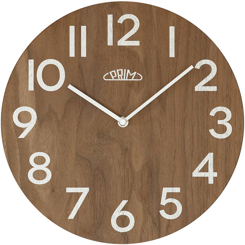 Wood Wall Clock, White,Brown
