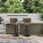 Set of 2 Outdoor Bar Stools with Backrest, All-Weather Teslin Adjustable Height Swivel Counter Chairs, Matte Black Base, Waterproof Cover Included for Patio, Poolside & Garden-1819249350
